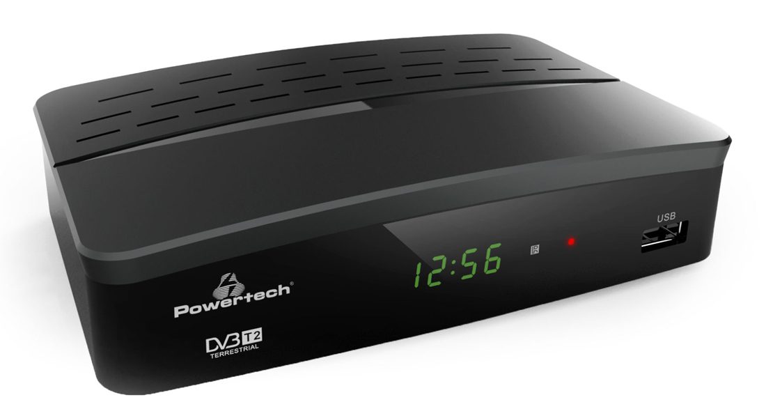 POWERTECH ψηφιακός δέκτης PT-779, MPEG4, DVB-T2, H.265, RJ45 1 POWERTECH ψηφιακός δέκτης PT-779