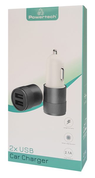 POWERTECH φορτιστής αυτοκινήτου PT-798, 2x USB, 2.1A, γκρι 2 2x USB