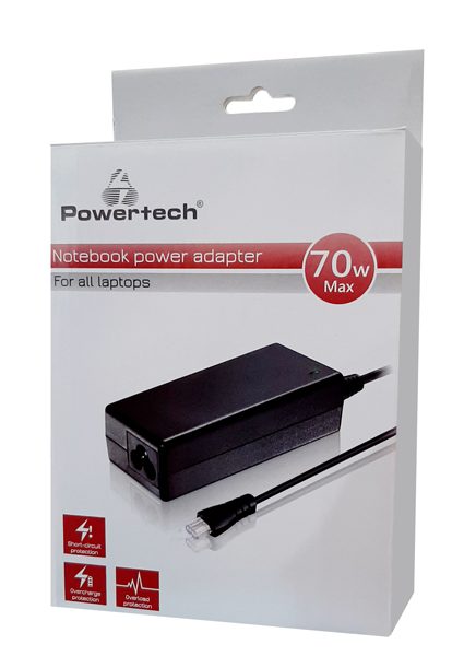 POWERTECH Φορτιστής laptop PT-854, Universal, 70W, χωρίς βύσματα, 1.5m 2 Universal