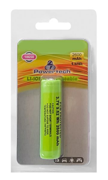 POWERTECH επαναφορτιζόμενη μπαταρία PT-863, 18650, 2600mAh 9.62Wh 1 POWERTECH επαναφορτιζόμενη μπαταρία PT-863