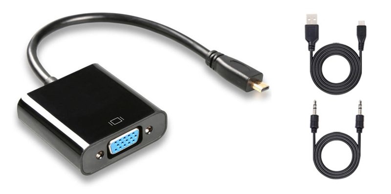 POWERTECH converter micro HDMI (M) σε VGA (F) PTH-027 με Audio, μαύρο 2 μαύρο