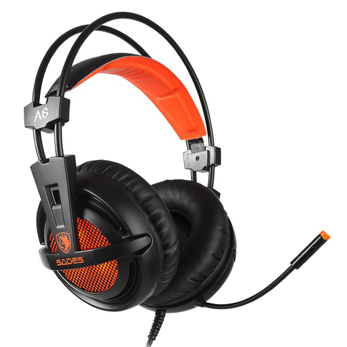SADES Gaming Headset A6, multiplatform, USB, LED, μαύρα 2 multiplatform
