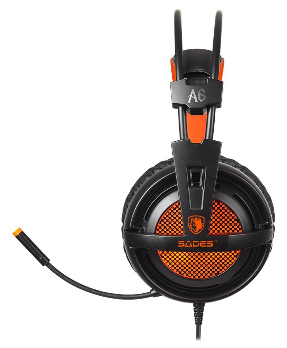 SADES Gaming Headset A6, multiplatform, USB, LED, μαύρα 3 USB