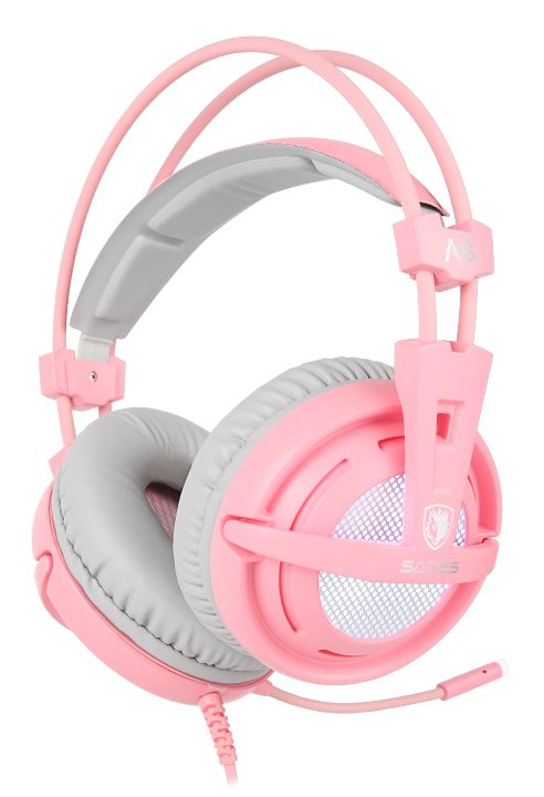 SADES Gaming Headset A6, multiplatform, USB, LED, ροζ 2 multiplatform