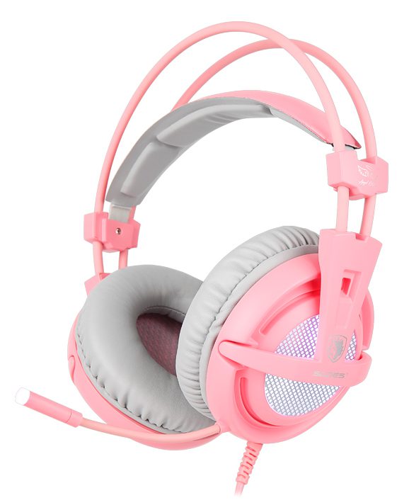 SADES Gaming Headset A6, multiplatform, USB, LED, ροζ 1 SADES Gaming Headset A6