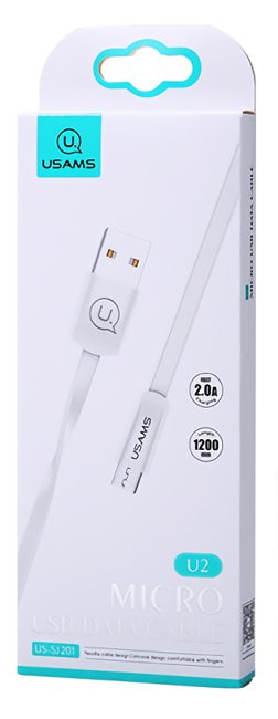USAMS Καλώδιο USB σε Micro USB US-SJ201, 1.2m, λευκό 3 λευκό
