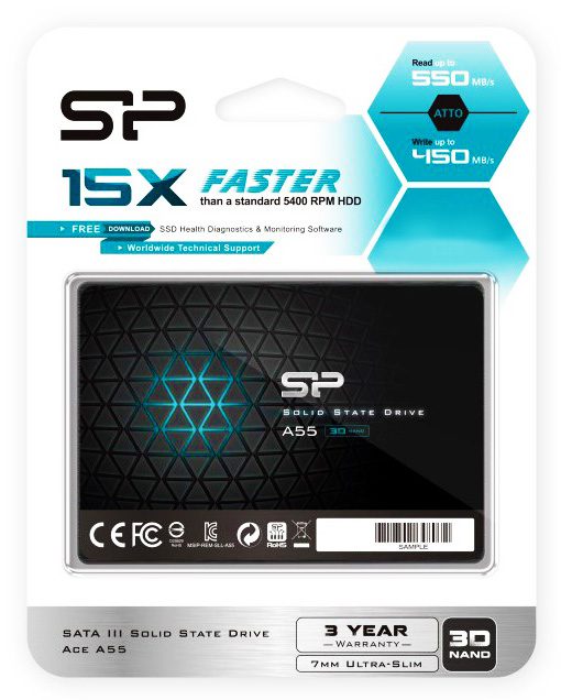 SILICON POWER SSD A55 1TB, 2.5", SATA III, 560-530MB/s 7mm, TLC 2 2.5"