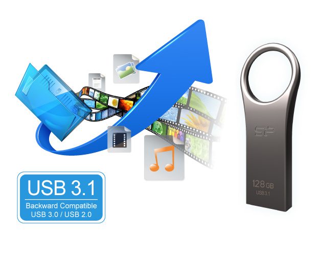 SILICON POWER USB Flash Drive Jewel 80, 16GB, USB 3.1, Titanium 3 USB 3.1
