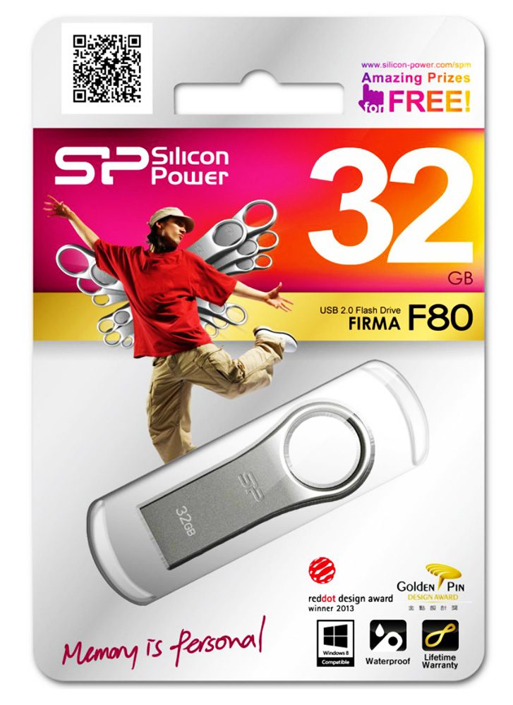 SILICON POWER USB Flash Drive Firma F80, 32GB, USB 2.0, Silver 2 32GB