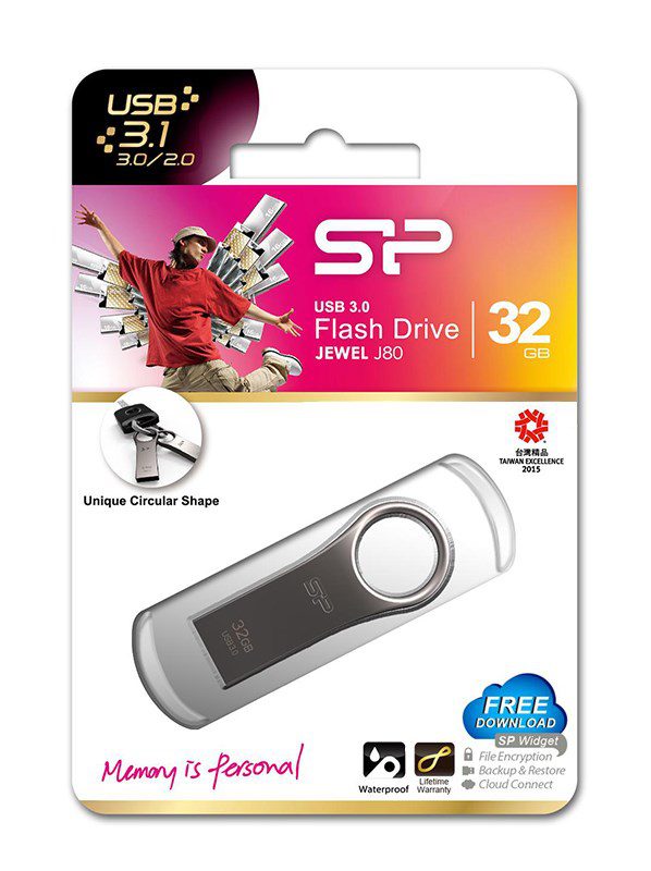 SILICON POWER USB Flash Drive Jewel 80, 32GB, USB 3.1, Titanium 4 Titanium