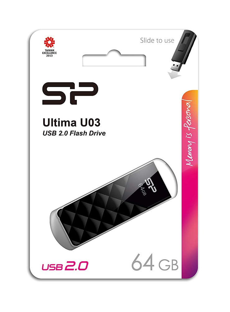 SILICON POWER USB Flash Ultima U03, 64GB, USB 2.0, μαύρο 2 64GB