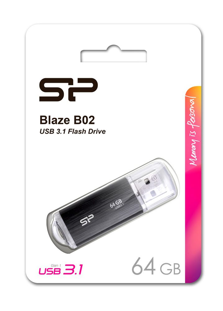 SILICON POWER USB Flash B02, 64GB, USB 3.1 Gen1, μαύρο 3 USB 3.1 Gen1