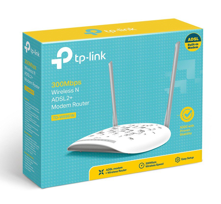 TP-LINK Wi-Fi Modem Router TD-W8961N, ADSL2+ AnnexA, 300Mbps, Ver. 3.0 3 300Mbps
