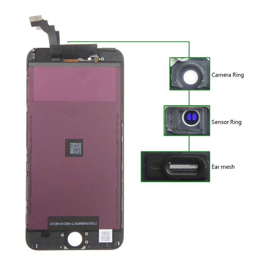 TIANMA High Copy LCD iPhone 6G Plus, Camera-Sensor ring, ear mesh, Black 1 TIANMA High Copy LCD iPhone 6G Plus