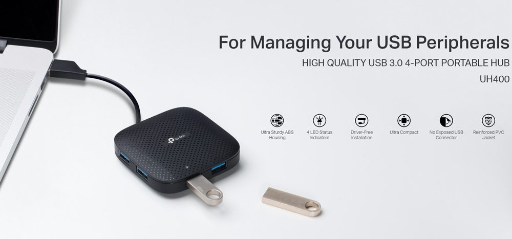 TP-LINK USB hub UH400 USB 3.0, 4x USB 3.0, Ver. 3.0, μαύρο 6 TP-LINK USB hub UH400 USB 3.0, 4x USB 3.0, Ver. 3.0, μαύρο - Image 6