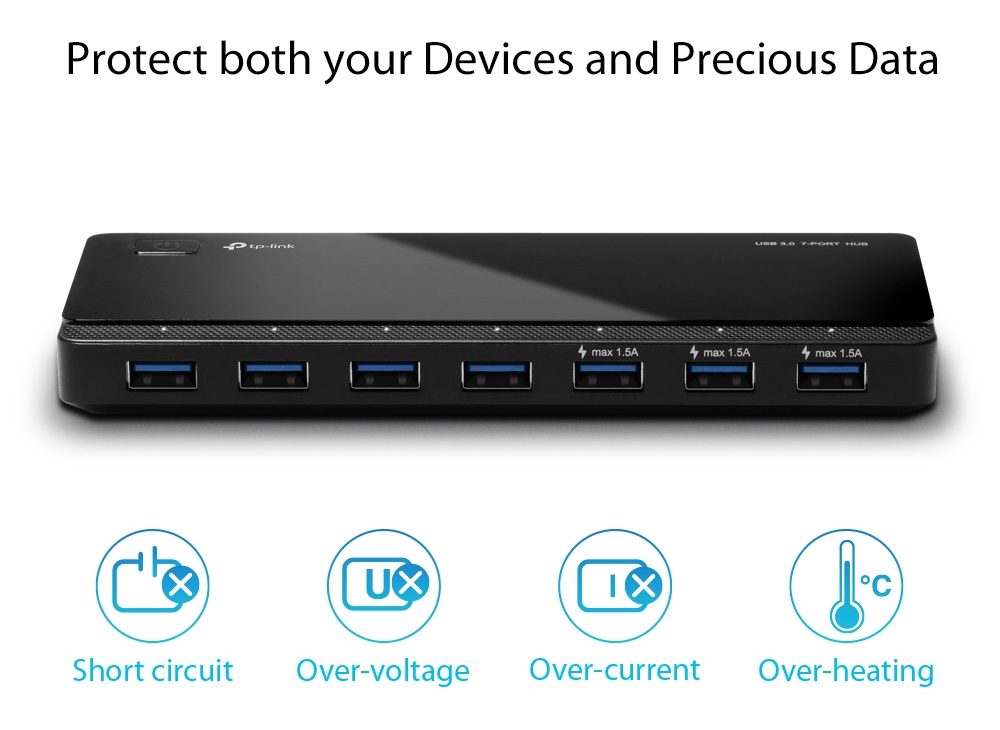 TP-LINK USB Hub UH700, 7 USB 3.0 Ports, με 3 θύρες φόρτισης, Ver. 3.0 4 Ver. 3.0